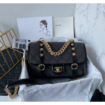 Chanel Washed Denim Medium Flap Messenger bag AS5132 Black 2024 (yezi-240830095)