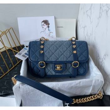 Chanel Washed Denim Medium Flap Messenger bag AS5132 Blue 2024 (yezi-240830096)