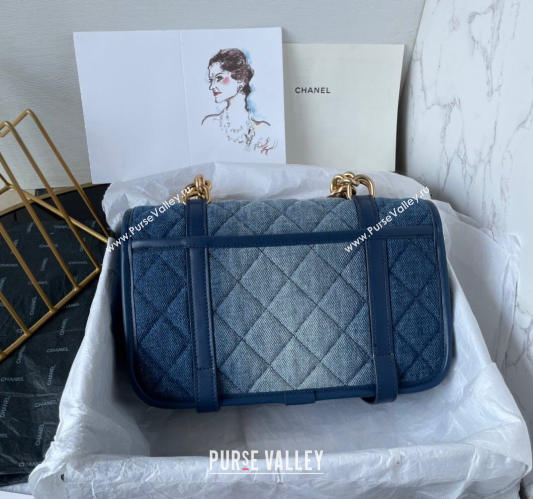 Chanel Washed Denim Medium Flap Messenger bag AS5132 Blue 2024 (yezi-240830096)