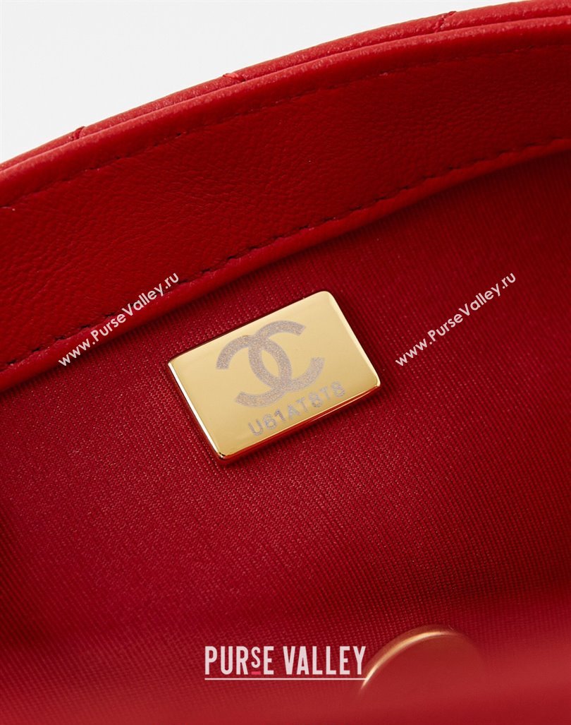 Chanel Shiny Lambskin Mini Flap Bag with Metal Pearl Red 2024 AS4947 (yezi-240830060)