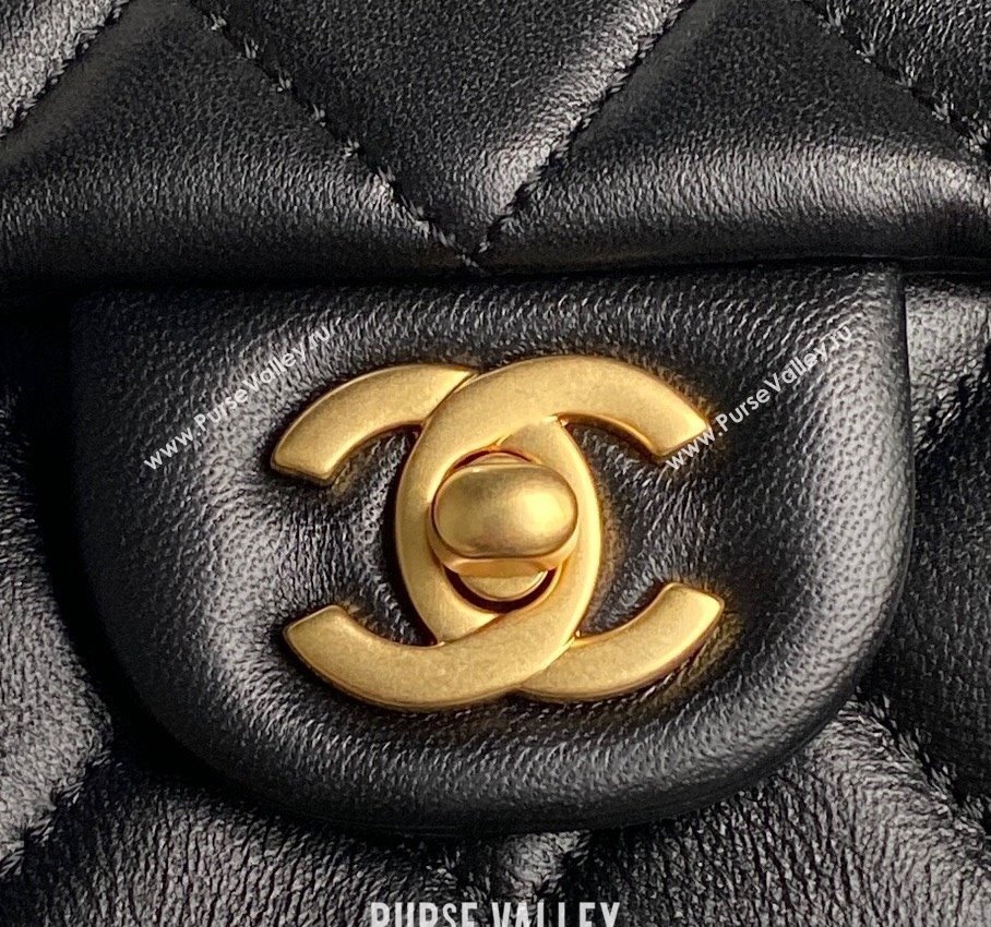 Chanel Shiny Lambskin Mini Flap Bag with Metal Pearl Black 2024 AS4947 (yezi-240830062)