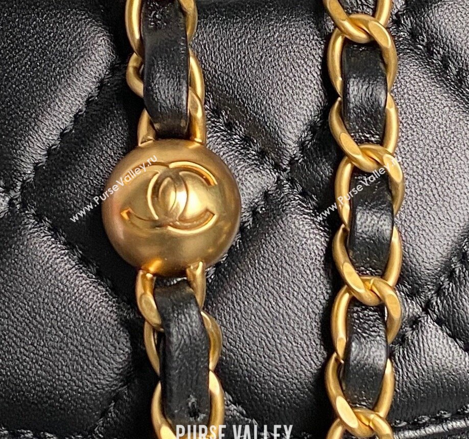 Chanel Shiny Lambskin Mini Flap Bag with Metal Pearl Black 2024 AS4947 (yezi-240830062)