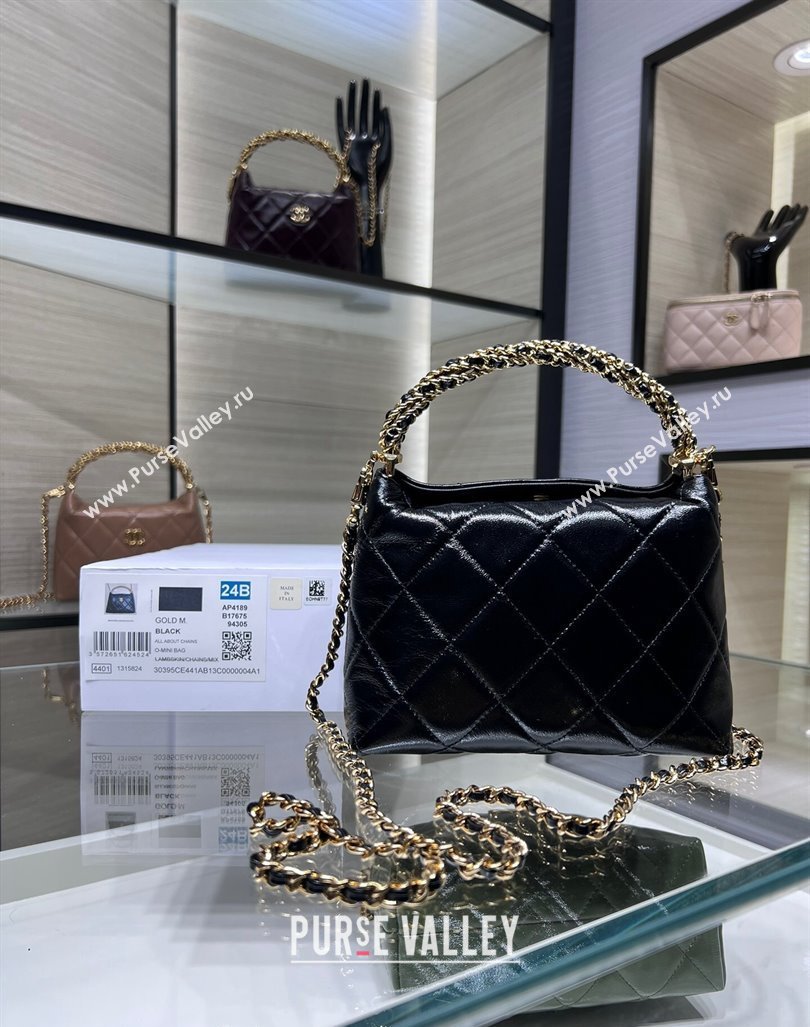 Chanel Lambskin Clutch with Chain and Top Handle AP4189 Black 2024 (yezi-240830104)