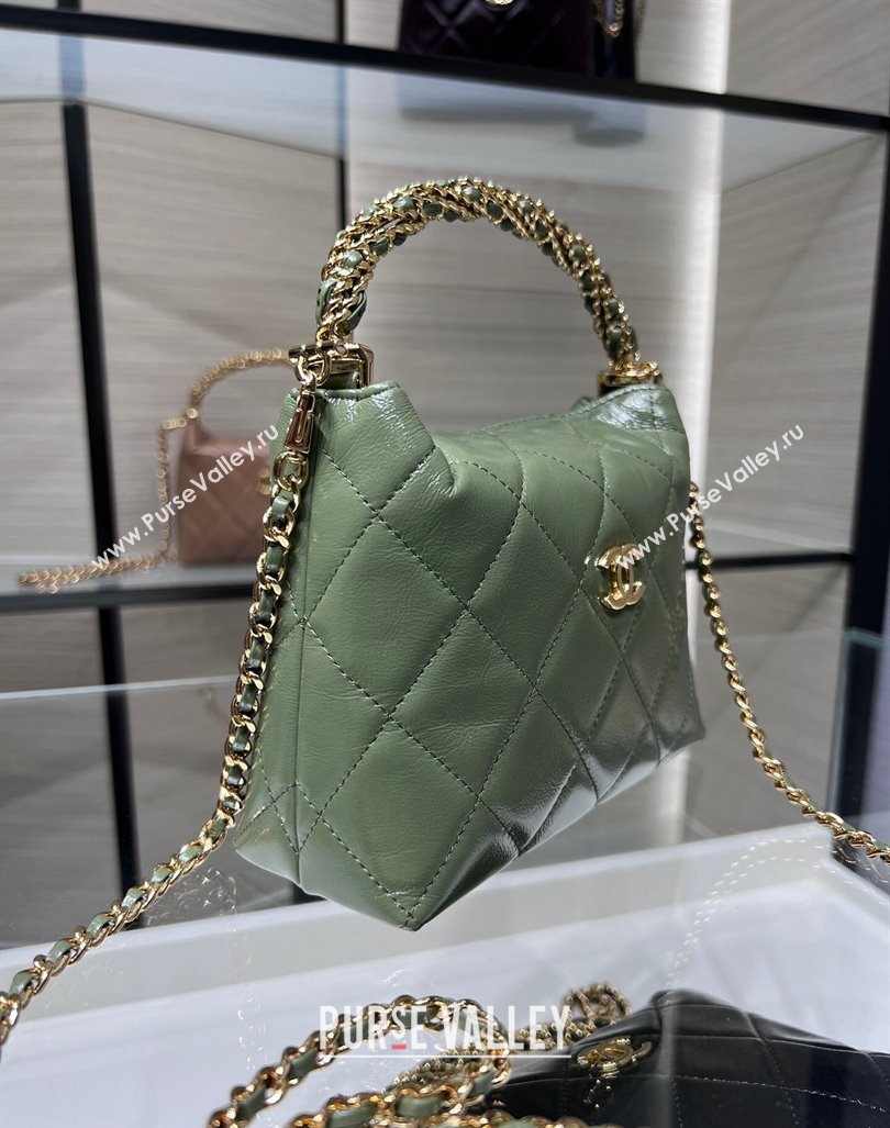 Chanel Lambskin Clutch with Chain and Top Handle AP4189 Green 2024 (yezi-240830105)