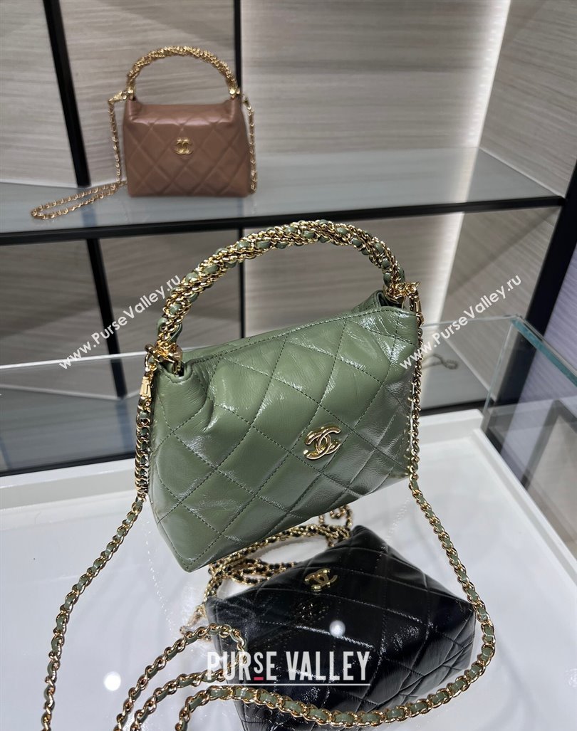 Chanel Lambskin Clutch with Chain and Top Handle AP4189 Green 2024 (yezi-240830105)