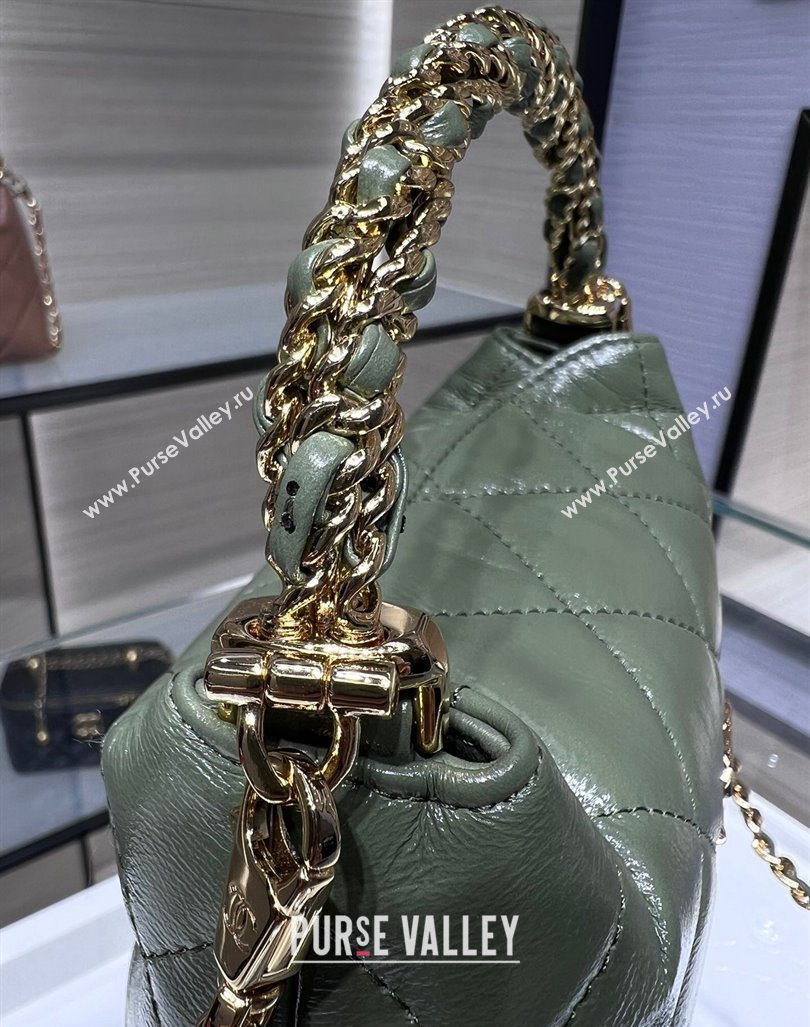 Chanel Lambskin Clutch with Chain and Top Handle AP4189 Green 2024 (yezi-240830105)