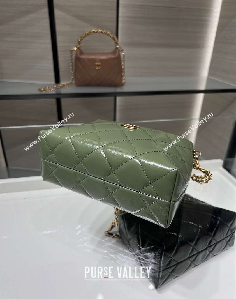 Chanel Lambskin Clutch with Chain and Top Handle AP4189 Green 2024 (yezi-240830105)