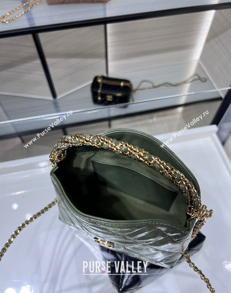 Chanel Lambskin Clutch with Chain and Top Handle AP4189 Green 2024 (yezi-240830105)