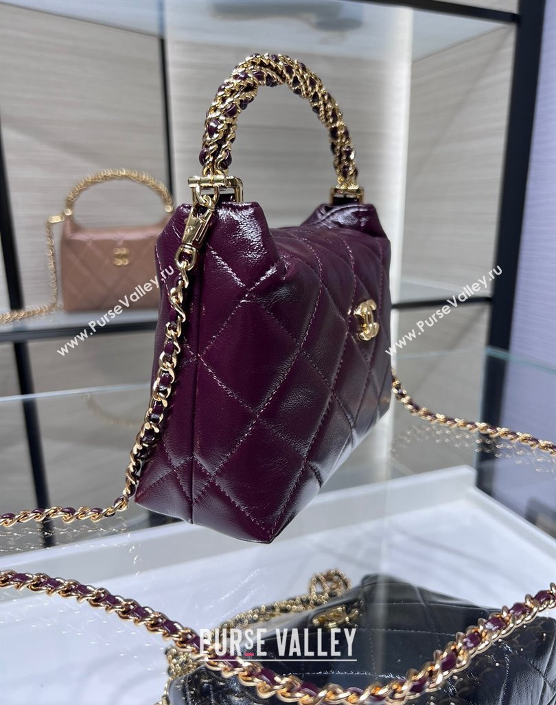 Chanel Lambskin Clutch with Chain and Top Handle AP4189 Burgundy 2024 (yezi-240830107)