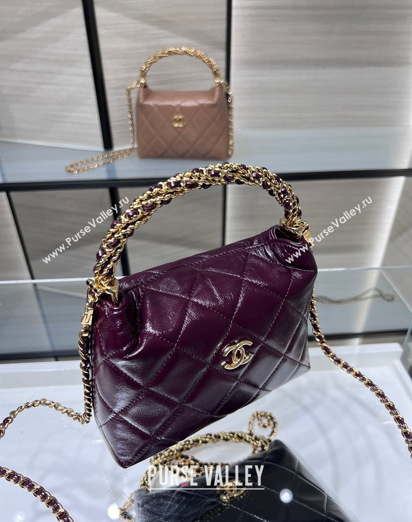 Chanel Lambskin Clutch with Chain and Top Handle AP4189 Burgundy 2024 (yezi-240830107)