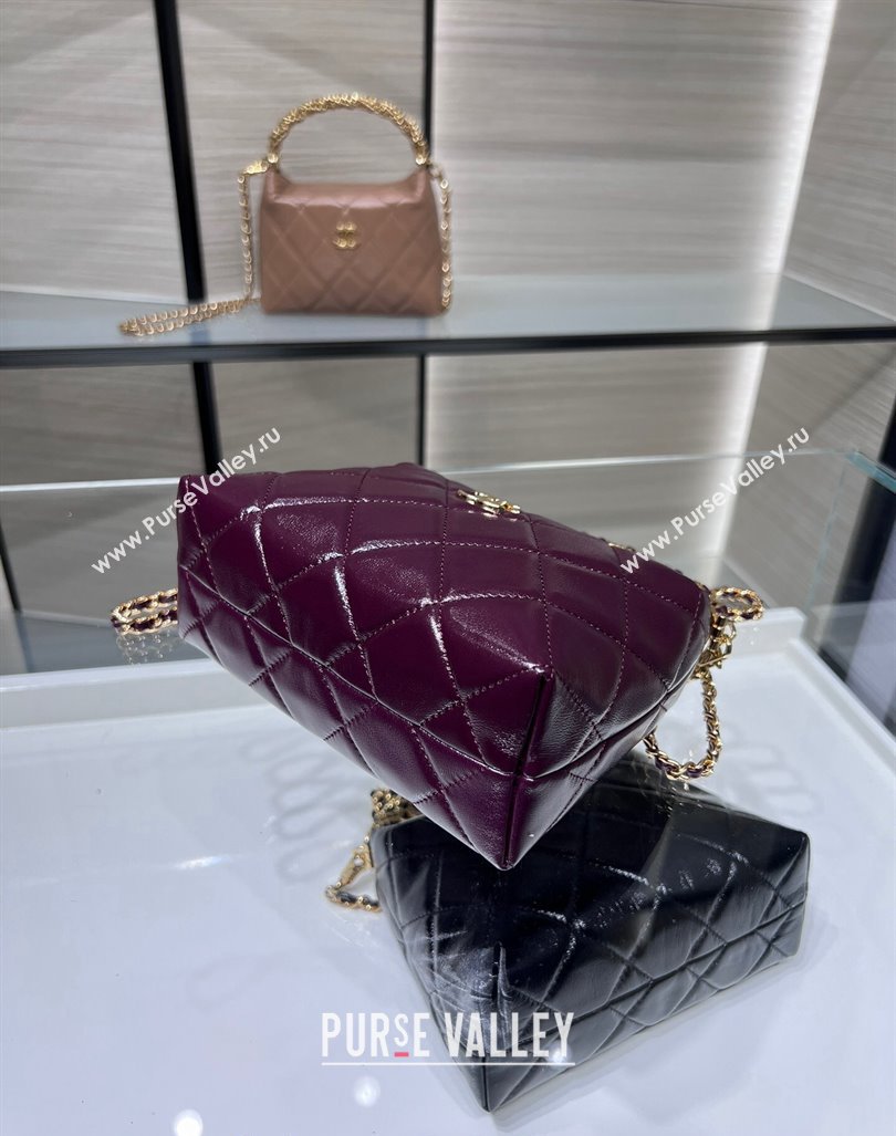 Chanel Lambskin Clutch with Chain and Top Handle AP4189 Burgundy 2024 (yezi-240830107)