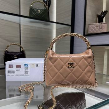 Chanel Lambskin Clutch with Chain and Top Handle AP4189 Dark Beige 2024 (yezi-240830106)