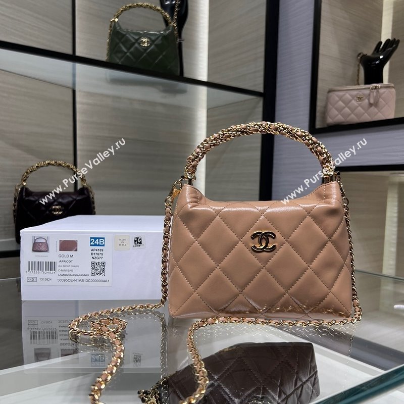 Chanel Lambskin Clutch with Chain and Top Handle AP4189 Dark Beige 2024 (yezi-240830106)