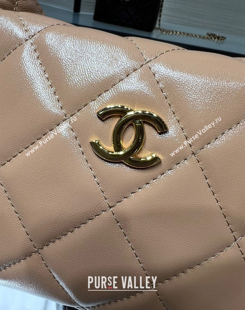 Chanel Lambskin Clutch with Chain and Top Handle AP4189 Dark Beige 2024 (yezi-240830106)