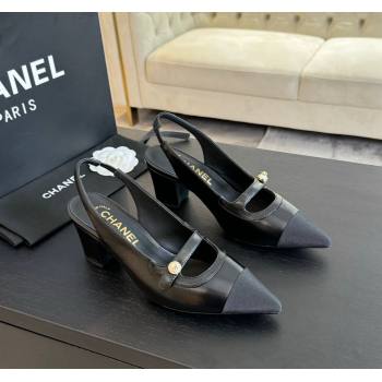 Chanel Lambskin Slingback Pumps with Pearl Strap Black 2024 CH091014 (SS-240910081)