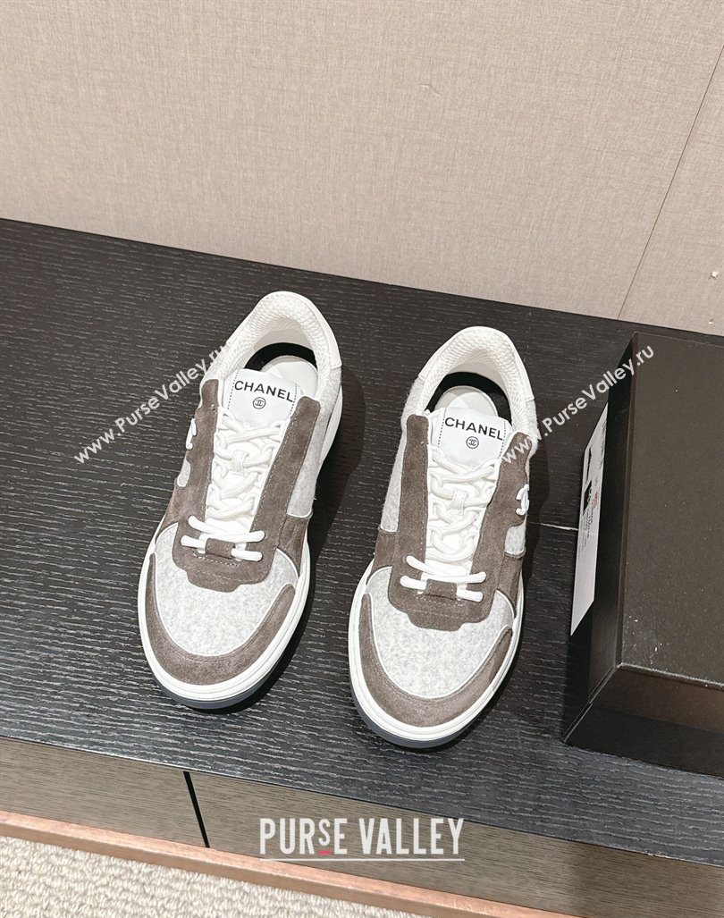 Chanel Felt Fabric Suede Sneakers Grey 2024 CH091015 (SS-240910088)