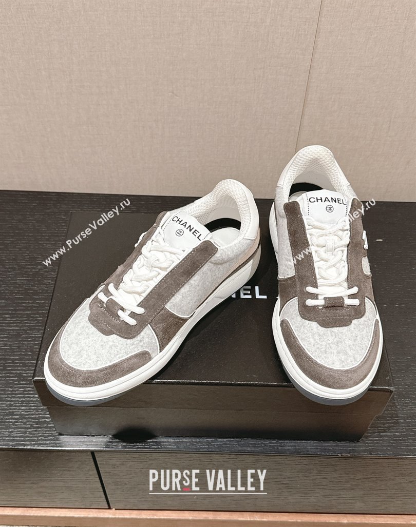 Chanel Felt Fabric Suede Sneakers Grey 2024 CH091015 (SS-240910088)