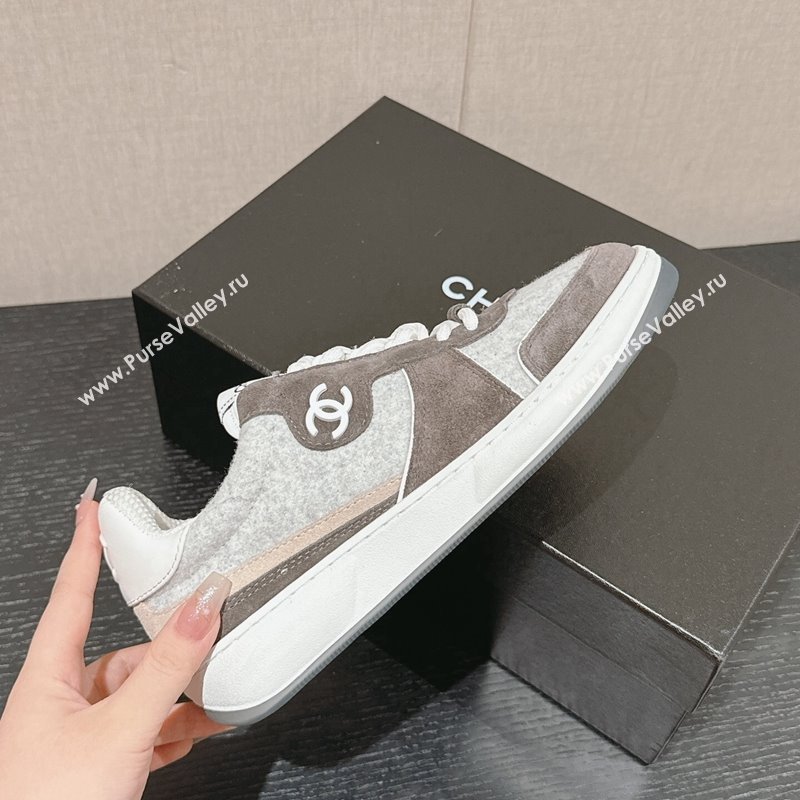 Chanel Felt Fabric Suede Sneakers Grey 2024 CH091015 (SS-240910088)