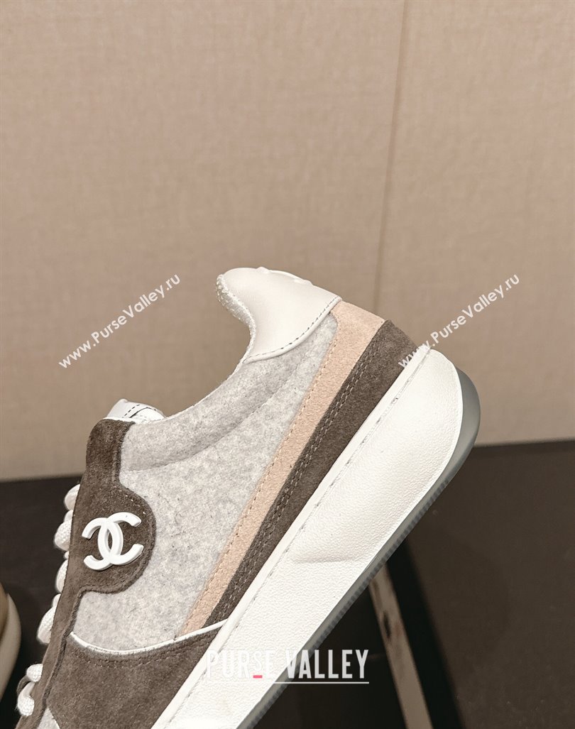 Chanel Felt Fabric Suede Sneakers Grey 2024 CH091015 (SS-240910088)