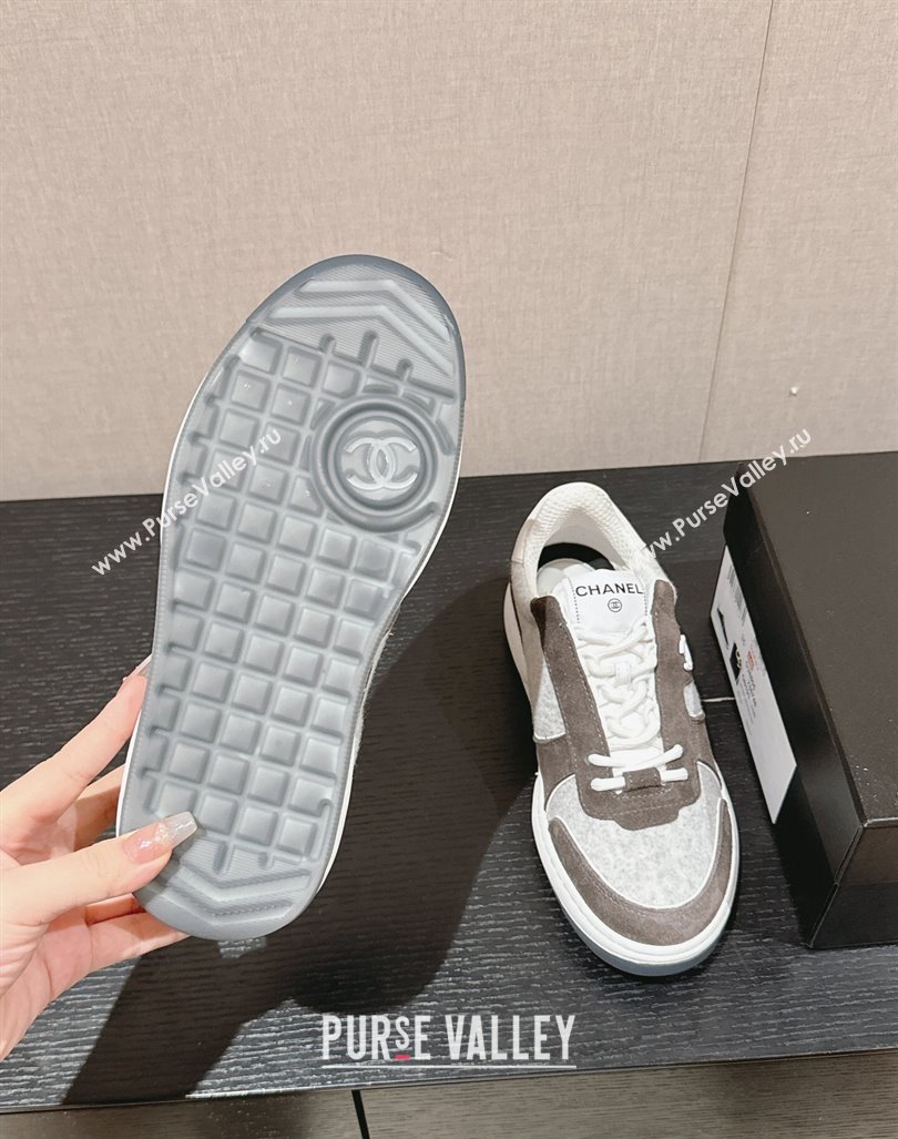 Chanel Felt Fabric Suede Sneakers Grey 2024 CH091015 (SS-240910088)