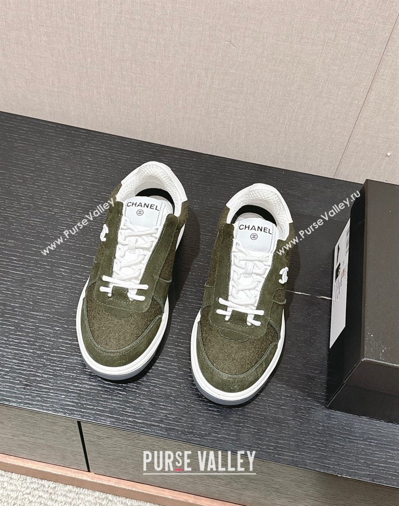 Chanel Felt Fabric Suede Sneakers Green 2024 CH091015 (SS-240910089)