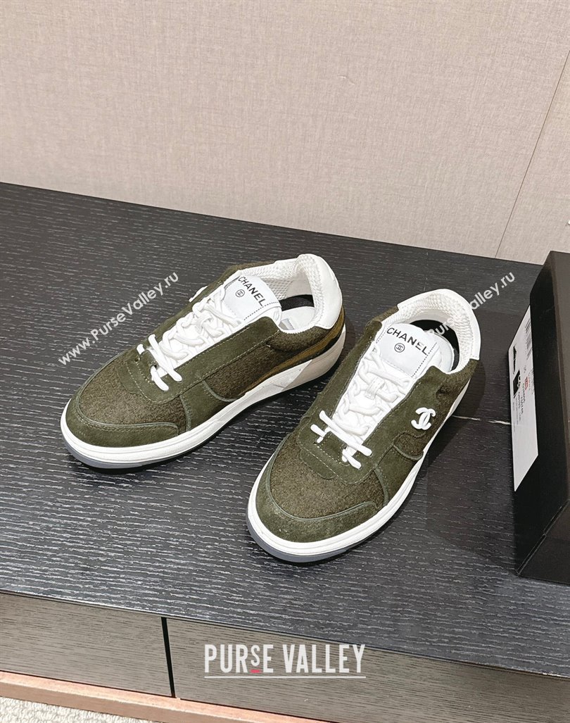 Chanel Felt Fabric Suede Sneakers Green 2024 CH091015 (SS-240910089)