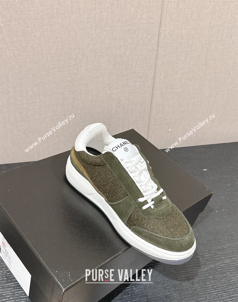 Chanel Felt Fabric Suede Sneakers Green 2024 CH091015 (SS-240910089)