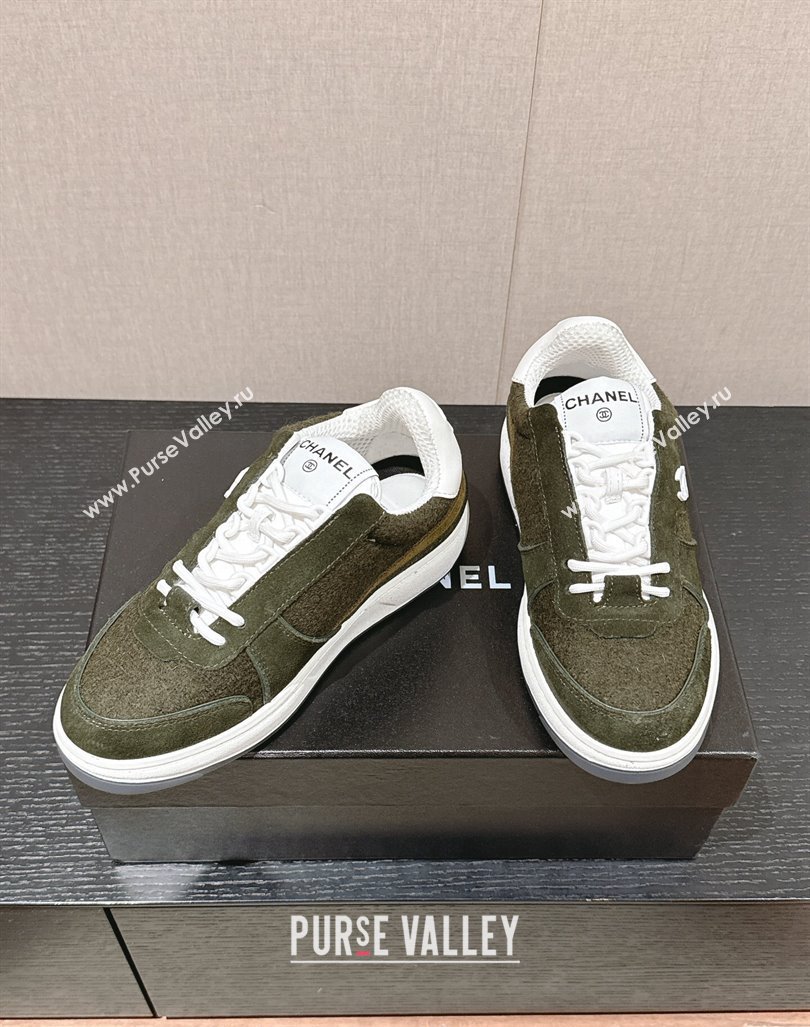 Chanel Felt Fabric Suede Sneakers Green 2024 CH091015 (SS-240910089)