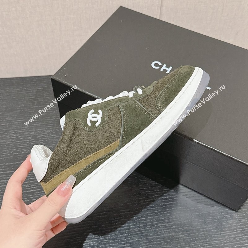 Chanel Felt Fabric Suede Sneakers Green 2024 CH091015 (SS-240910089)