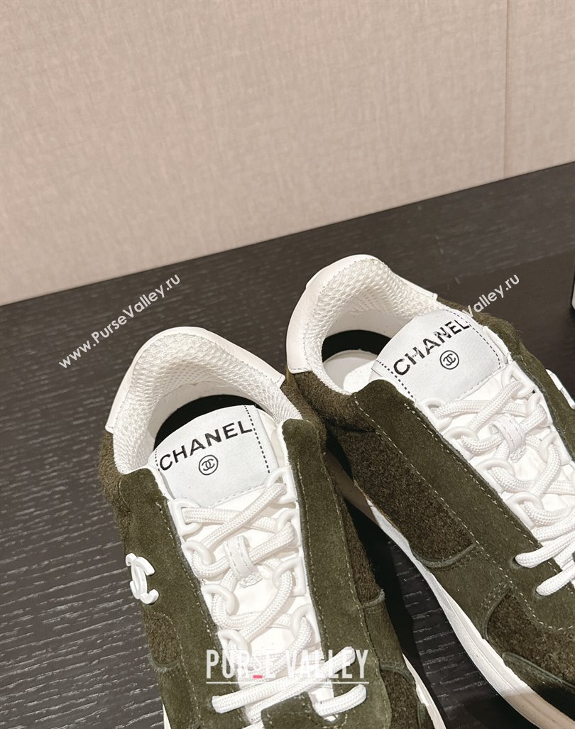 Chanel Felt Fabric Suede Sneakers Green 2024 CH091015 (SS-240910089)