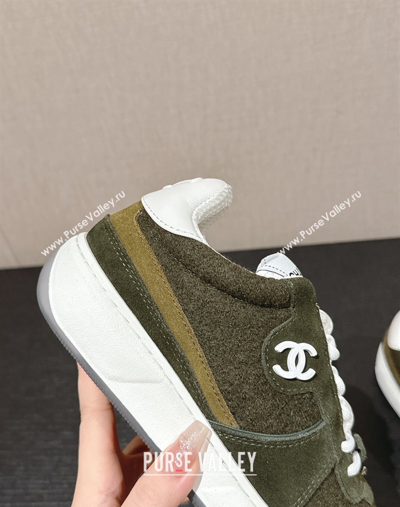 Chanel Felt Fabric Suede Sneakers Green 2024 CH091015 (SS-240910089)