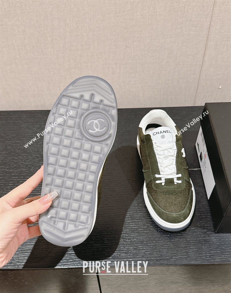 Chanel Felt Fabric Suede Sneakers Green 2024 CH091015 (SS-240910089)