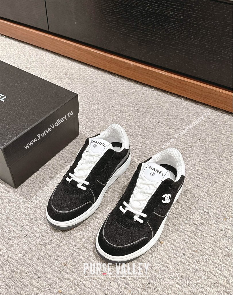 Chanel Felt Fabric Suede Sneakers Black 2024 CH091015 (SS-240910090)