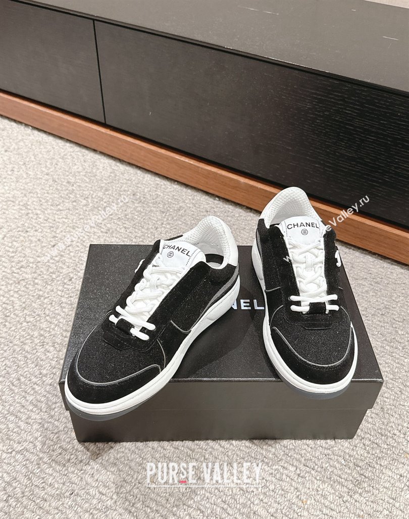 Chanel Felt Fabric Suede Sneakers Black 2024 CH091015 (SS-240910090)