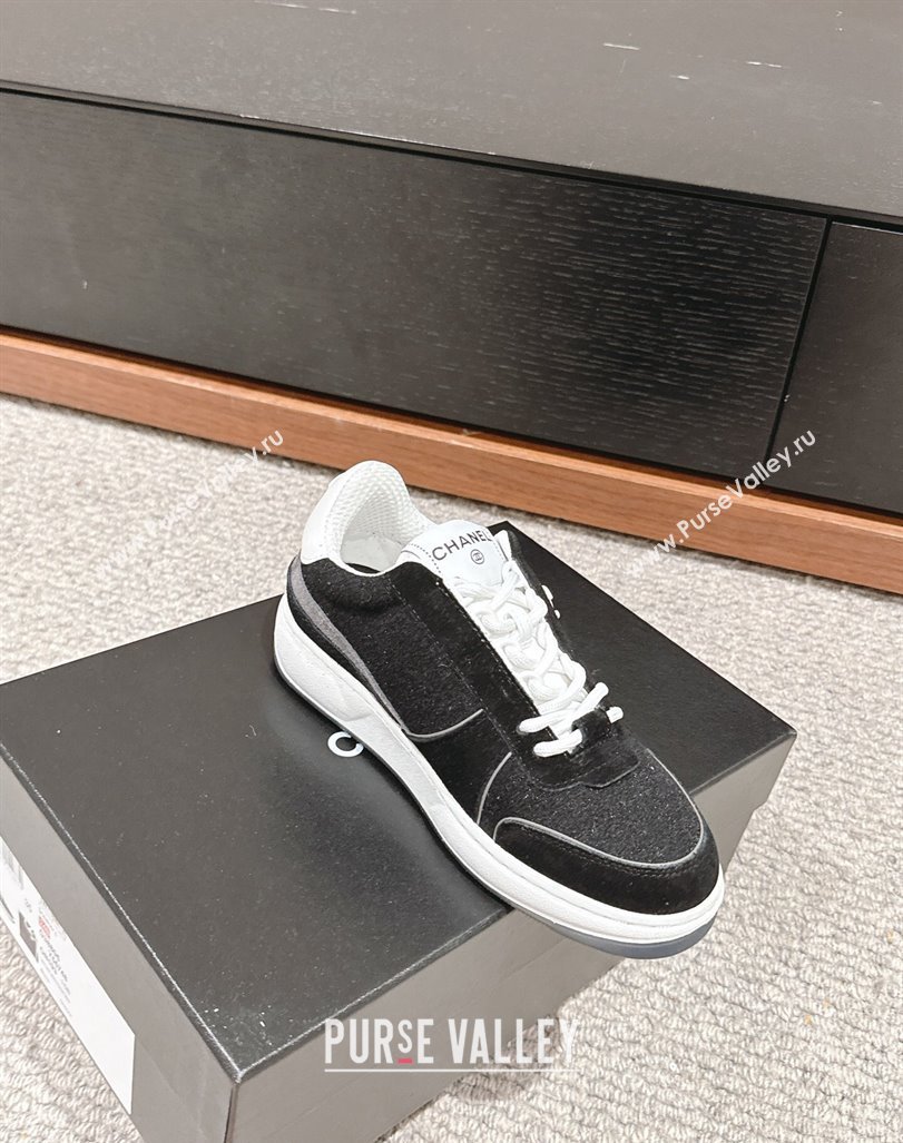 Chanel Felt Fabric Suede Sneakers Black 2024 CH091015 (SS-240910090)