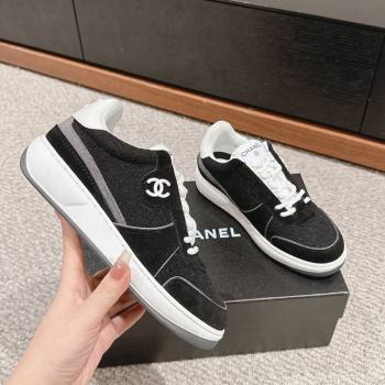 Chanel Felt Fabric Suede Sneakers Black 2024 CH091015 (SS-240910090)