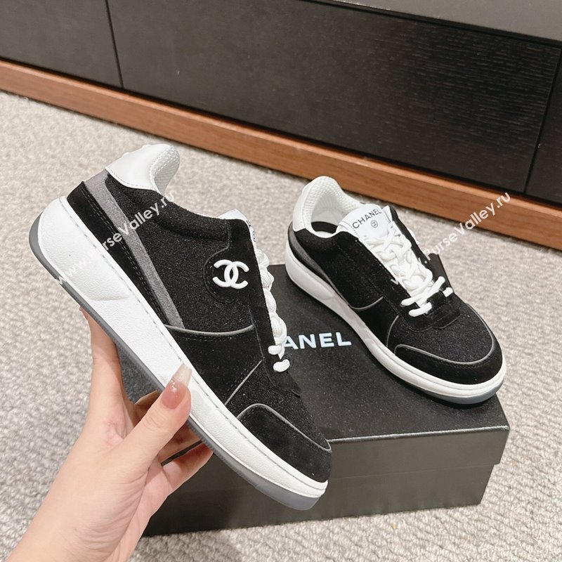 Chanel Felt Fabric Suede Sneakers Black 2024 CH091015 (SS-240910090)