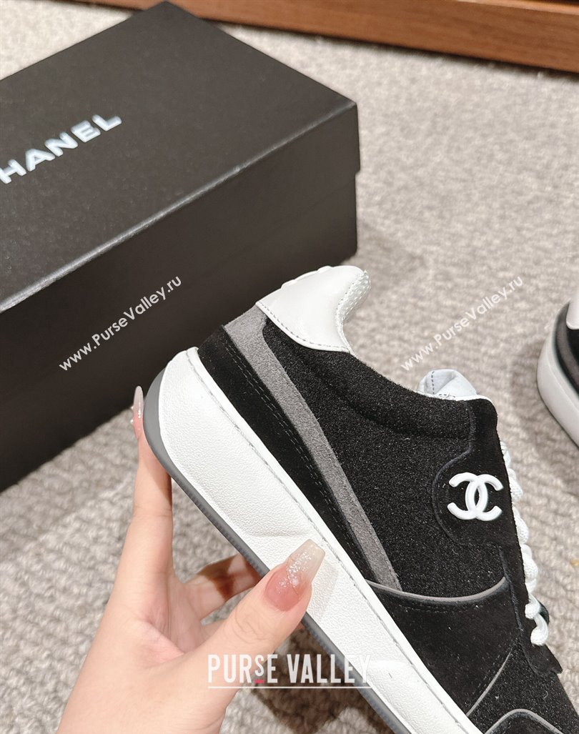 Chanel Felt Fabric Suede Sneakers Black 2024 CH091015 (SS-240910090)