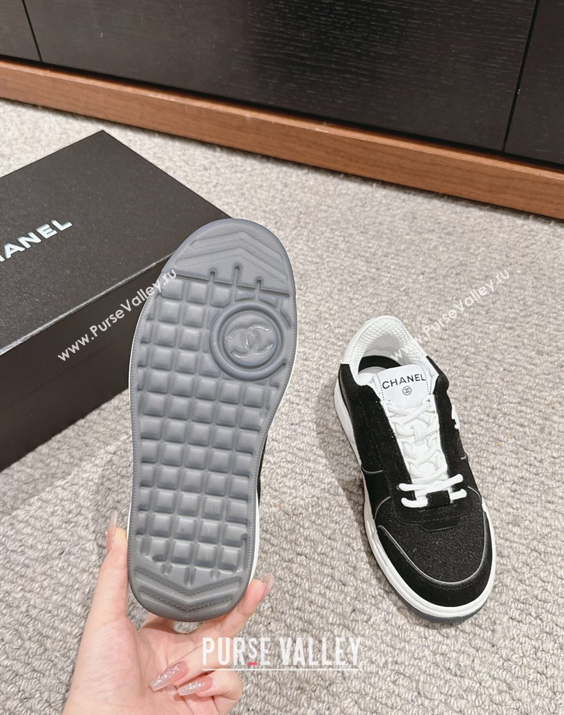 Chanel Felt Fabric Suede Sneakers Black 2024 CH091015 (SS-240910090)