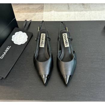 Chanel Calfskin Leather Pointed Slingback Pumps 3.5cm Black 2024 CH091012 (SS-240910073)