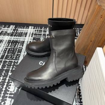 Chanel Calfskin Platform Ankle Boots with Front CHANEL Black 2024 CH091018 (KL-240910100)