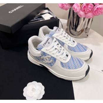 Chanel Calfskin Braided Fabric Sneakers Blue 2024 CH091020 (KL-240910107)