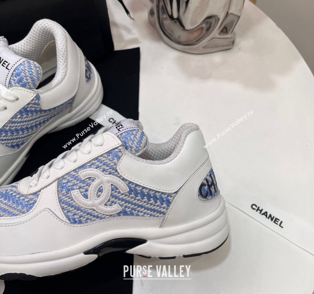 Chanel Calfskin Braided Fabric Sneakers Blue 2024 CH091020 (KL-240910107)