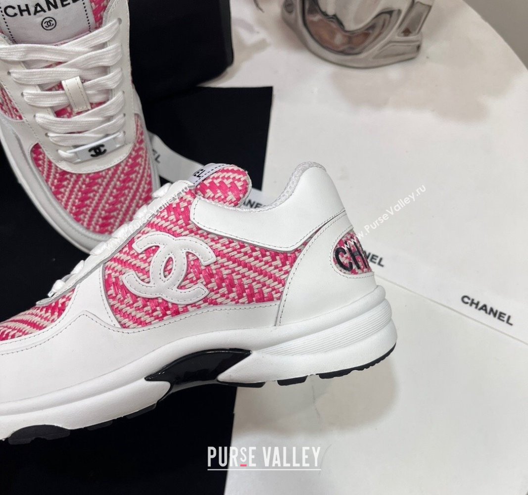 Chanel Calfskin Braided Fabric Sneakers Pink 2024 CH091020 (KL-240910108)