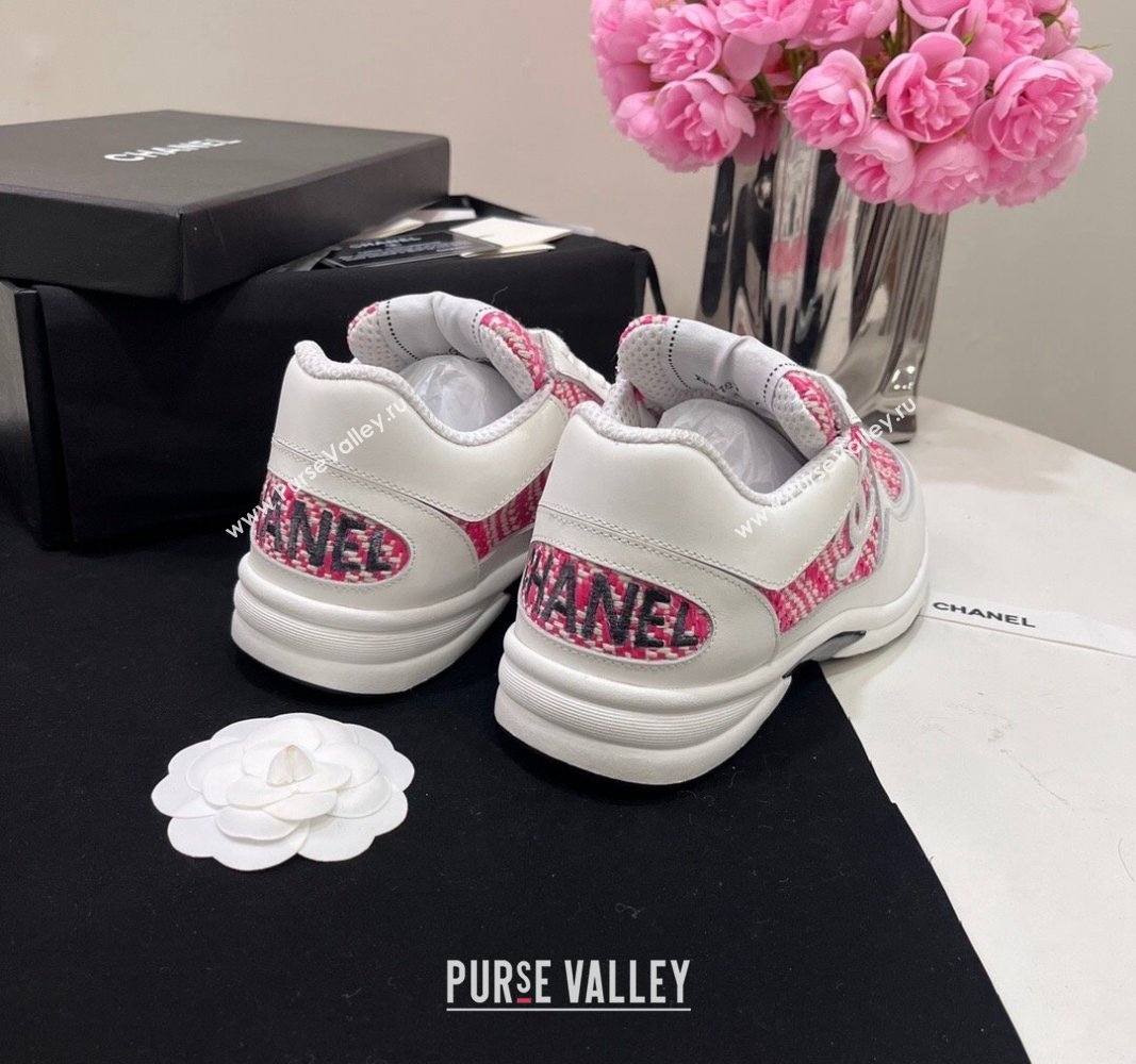 Chanel Calfskin Braided Fabric Sneakers Pink 2024 CH091020 (KL-240910108)