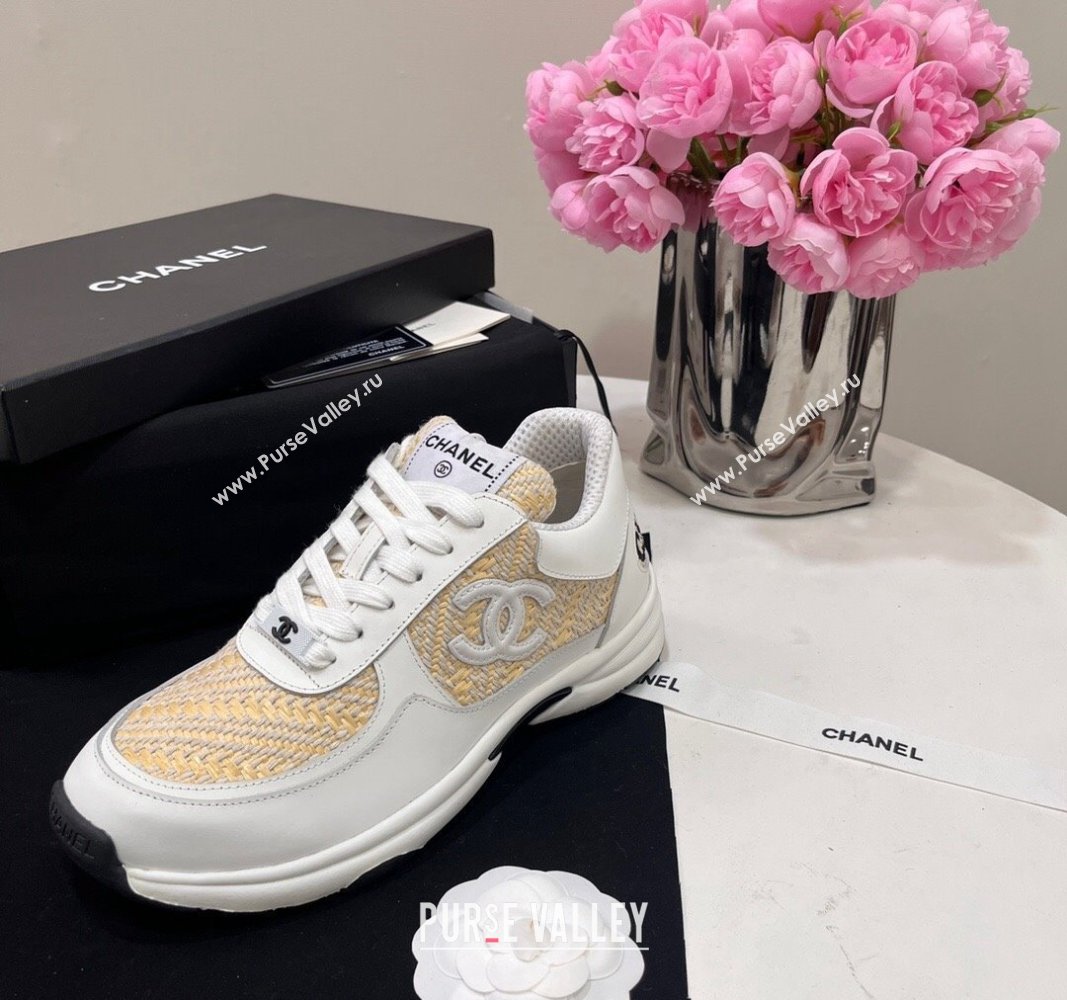 Chanel Calfskin Braided Fabric Sneakers White 2024 CH091020 (KL-240910109)