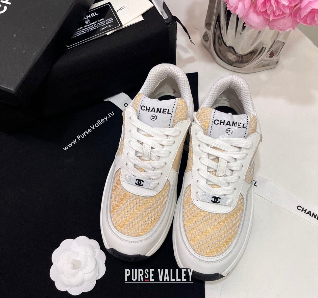 Chanel Calfskin Braided Fabric Sneakers White 2024 CH091020 (KL-240910109)