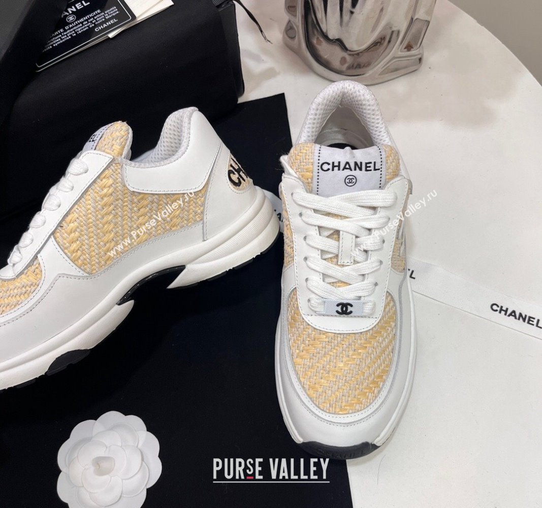 Chanel Calfskin Braided Fabric Sneakers White 2024 CH091020 (KL-240910109)