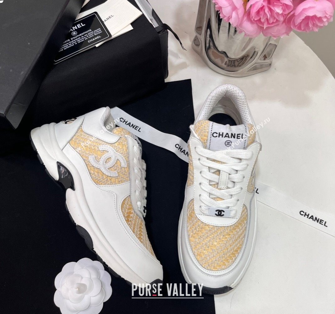 Chanel Calfskin Braided Fabric Sneakers White 2024 CH091020 (KL-240910109)