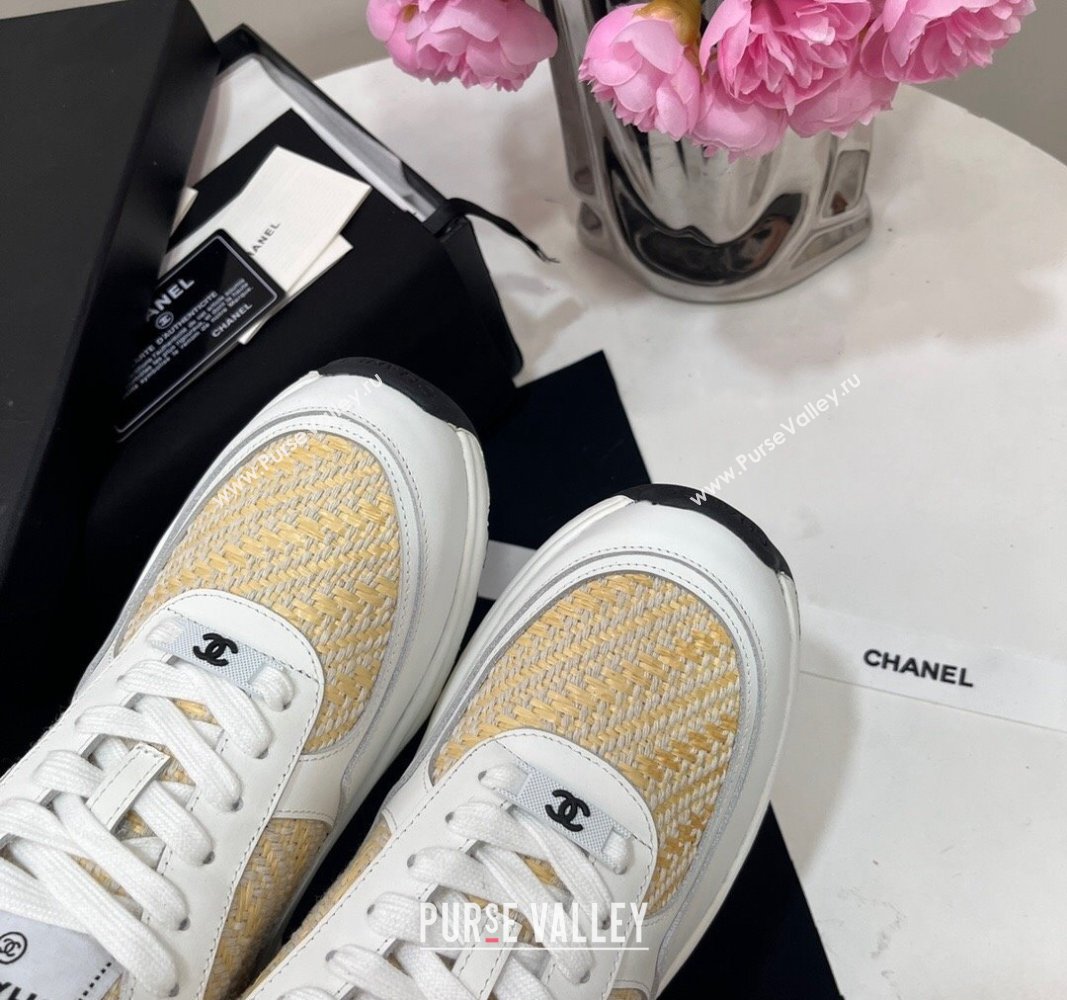 Chanel Calfskin Braided Fabric Sneakers White 2024 CH091020 (KL-240910109)